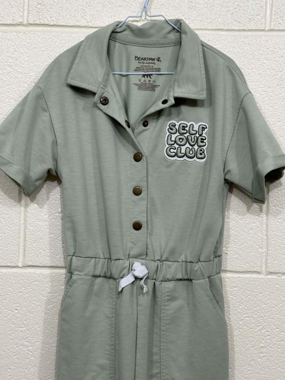 Bearpaw Self Love Club sage green Jumpsuit girls size 7/8